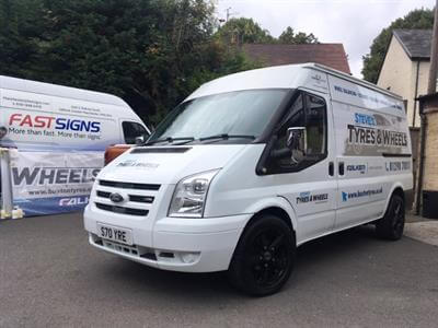 Van with graphics